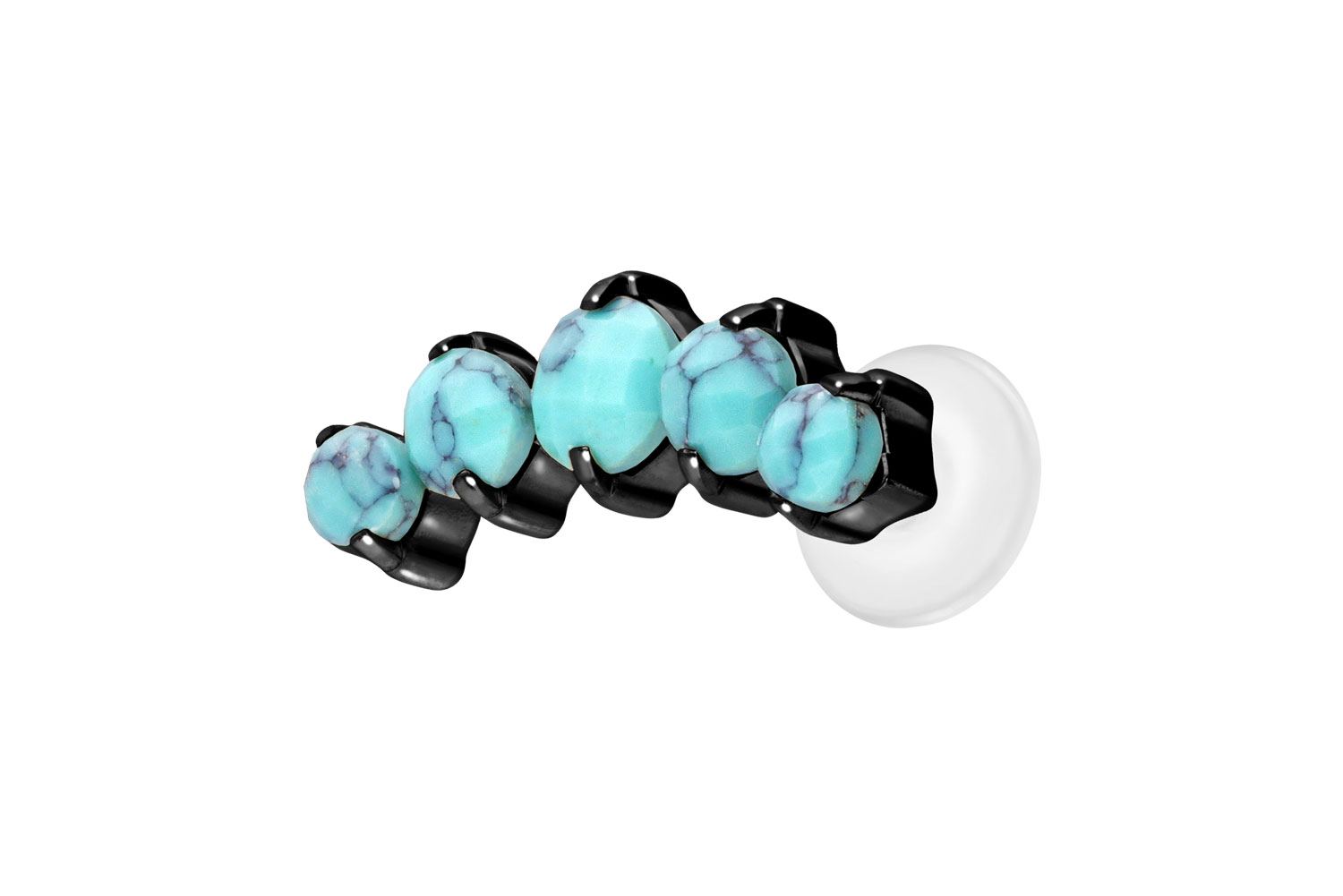 PTFE Labret Piercing mit Innengewinde + Titan-Aufsatz 5 SYNTHETISCHE TÜRKISE
